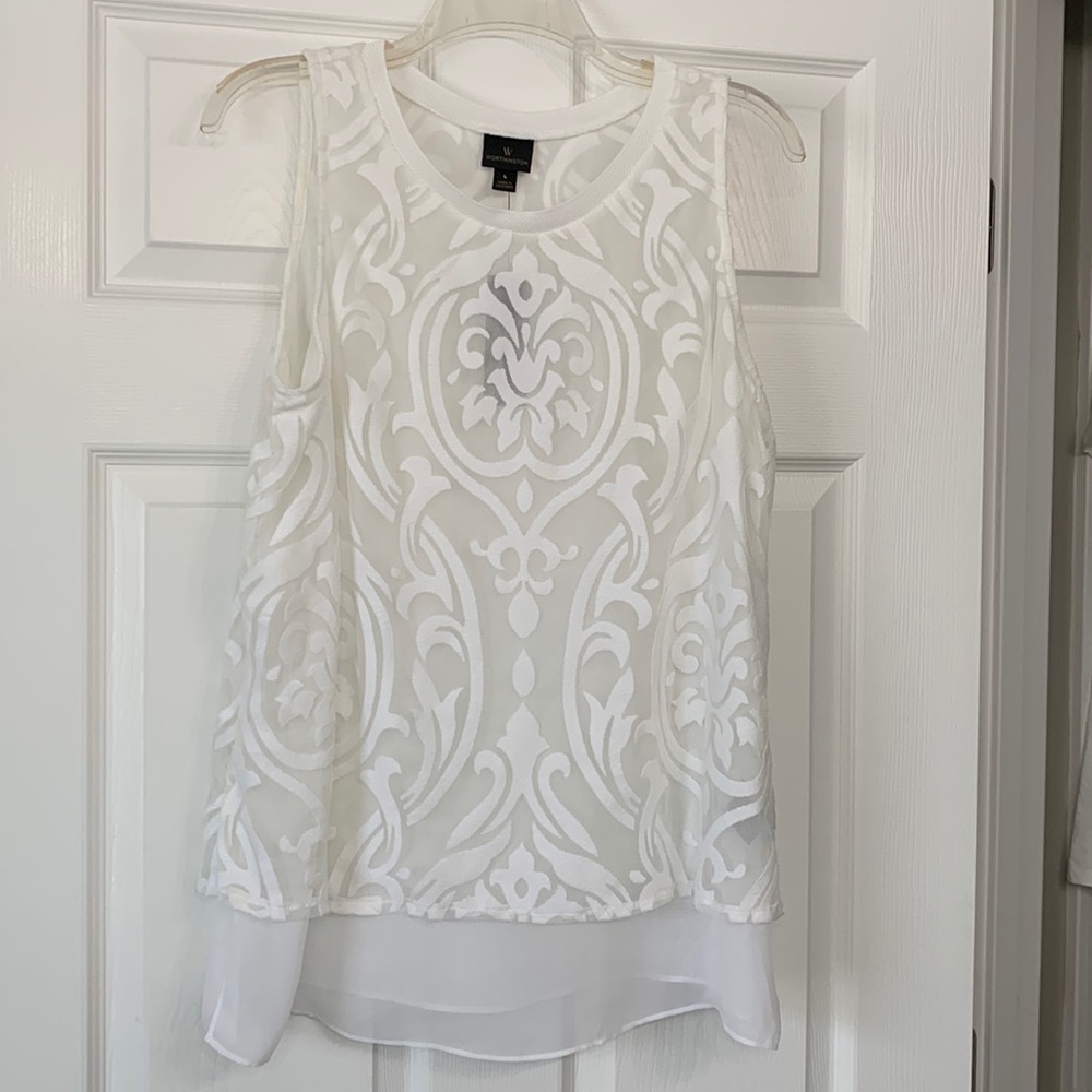 Worthington white sleeveless blouse NWT